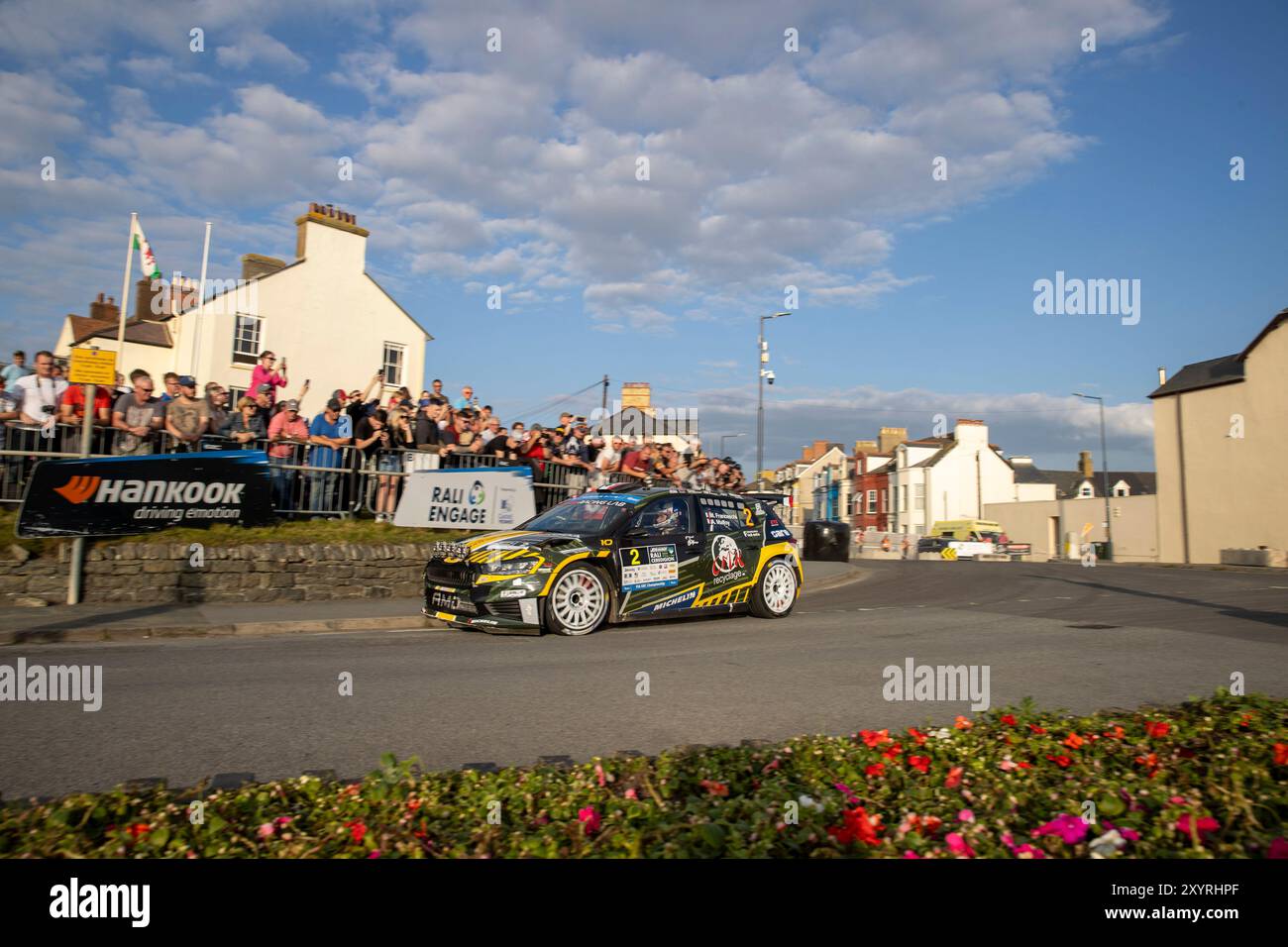 Aberystwyth, Dyfed, Großbritannien. 30. August 2024. 2024 FIA Rallye-Europameisterschaft Tag 1; Fahrer Mathieu Franceschi und Beifahrer Andy Malfoy in ihren Skoda Fabia RS Tackle Stage 1 und 2 der Rallye in Aberystwyth Credit: Action Plus Sports/Alamy Live News Stockfoto