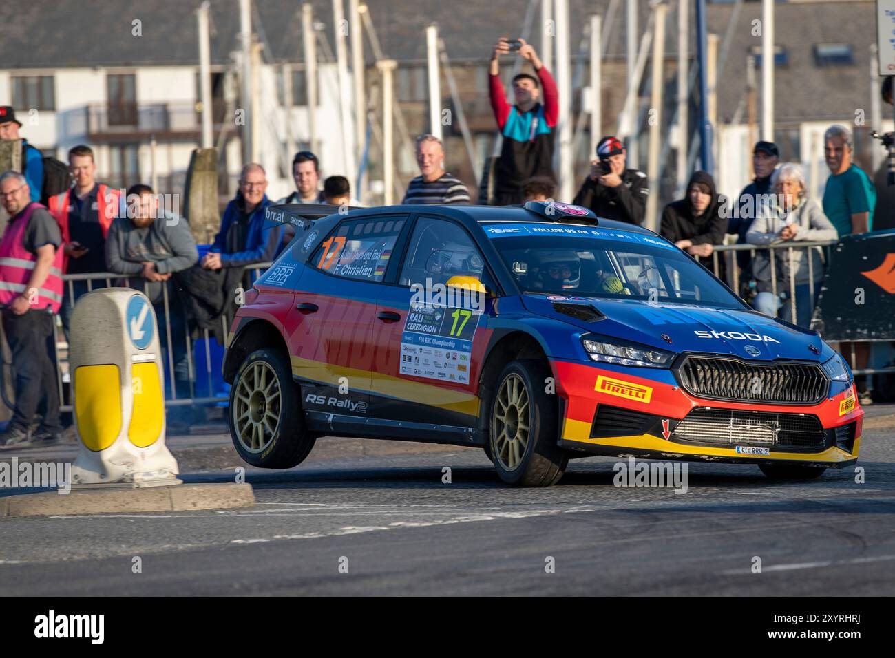 Aberystwyth, Dyfed, Großbritannien. 30. August 2024. 2024 FIA Rallye-Europameisterschaft Tag 1; Fahrer Albert von Thurn und Taxis und Beifahrer Frank Christian in ihren Skoda Fabia RS Tackle Stage 1 und 2 der Rallye in Aberystwyth Credit: Action Plus Sports/Alamy Live News Stockfoto