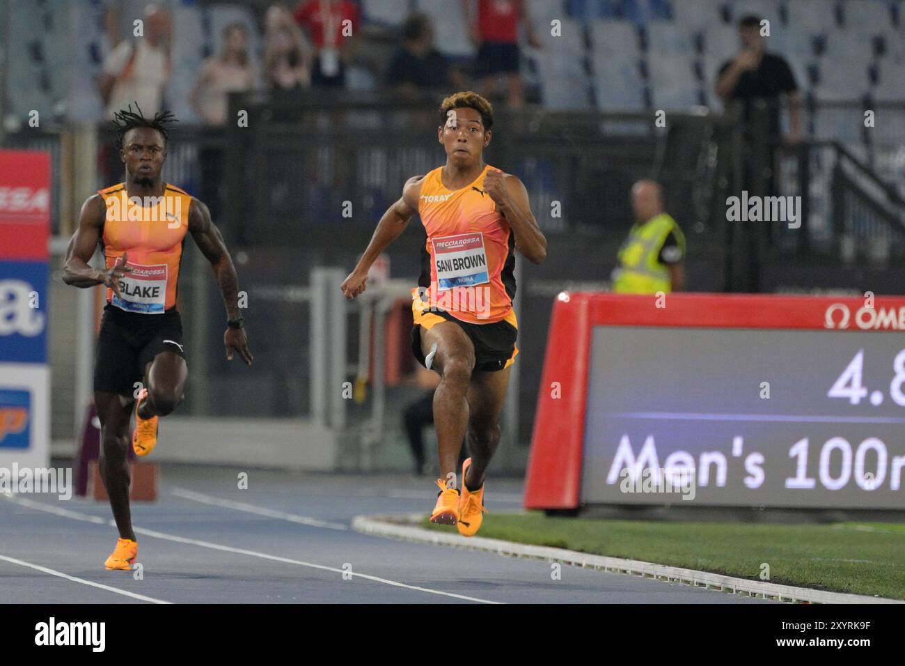 Roma, Italien. 30. August 2024. SANI BRAUNE Abdul Hakim 100m Männer während der IAAF Diamond League Golden Gala Pietro Mennea im Olimpico Stadium in Rom, Italien am 30. August 2024 Sport - Athletic. (Foto: Fabrizio Corradetti/LaPresse) Credit: LaPresse/Alamy Live News Stockfoto