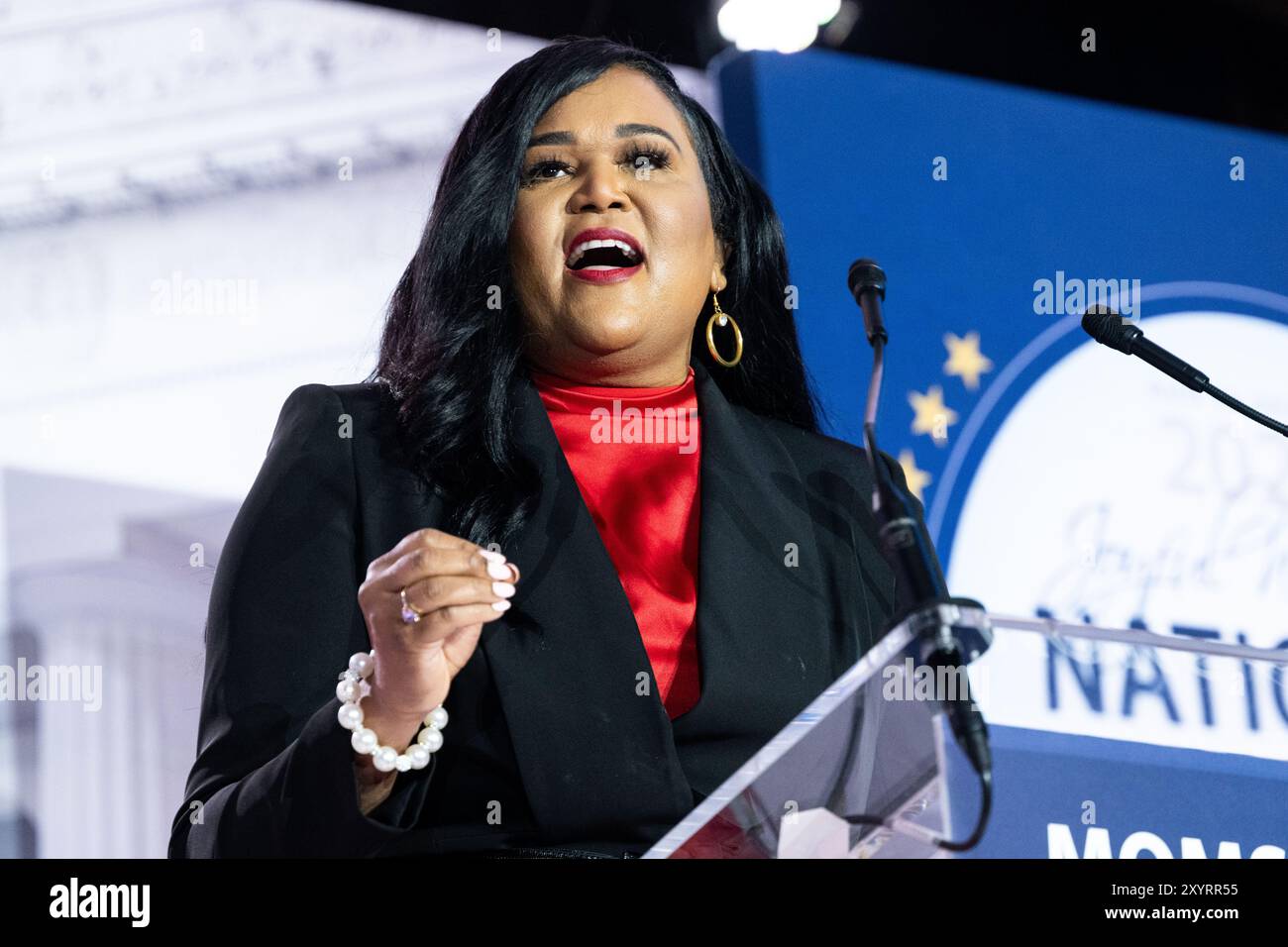 Washington, Usa. 30. August 2024. Shawn Thierry, Mitglied des Repräsentantenhauses von Texas, sprach auf dem Moms for Liberty National Summit im JW Marriott Washington in Washington, DC. Quelle: SOPA Images Limited/Alamy Live News Stockfoto