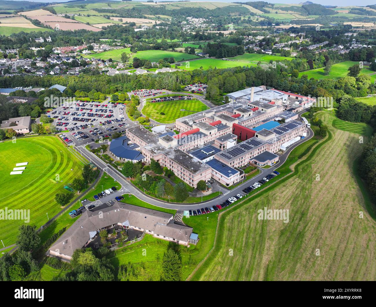 Drohnenansicht des Borders General Hospital Melrose Stockfoto
