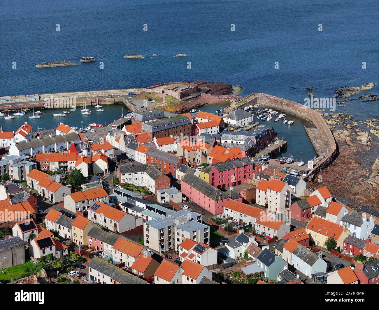 Drohnenansicht von Dunbar East Lothian Stockfoto