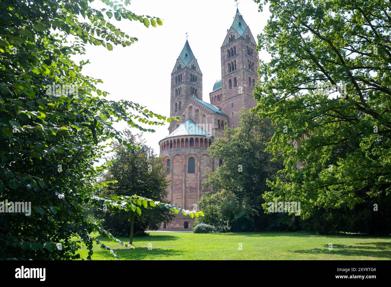 , Deutschland, Rheinland-Pfalz, Speyer, Dom in Speyer, 30.08.2024, der Speyerer Dom war heute voraussichtlich das letzte Mal ohne Gerüst zu sehen. In Stockfoto