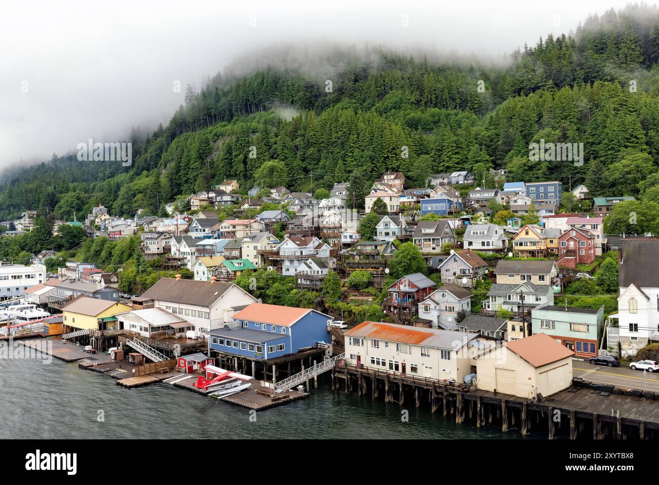 Farbenfrohe Gebäude in Ketchikan, Alaska, USA Stockfoto