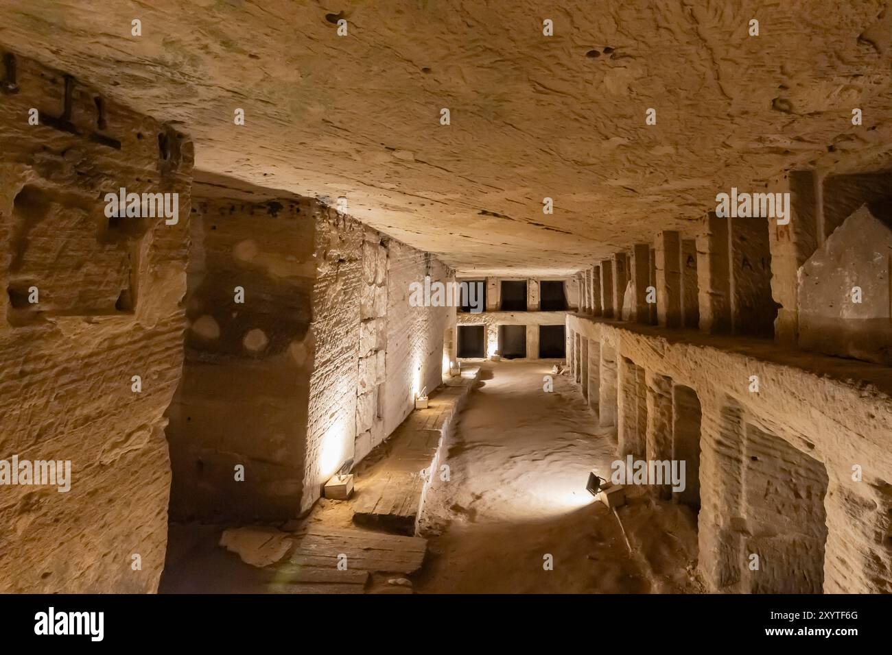 Katakomben von KOM el Shoqafa, in Felsen gehauene Grabkammern im Untergrund, Alexandria, Ägypten, Nordafrika, Afrika Stockfoto