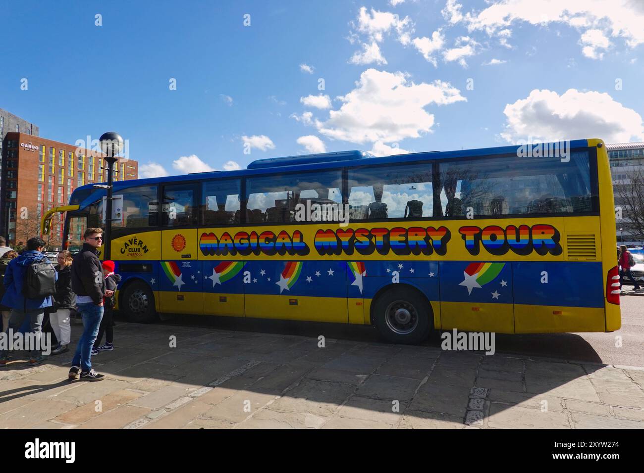 Beatles Magical Mystery Tour Bus Liverpool, Großbritannien Stockfoto