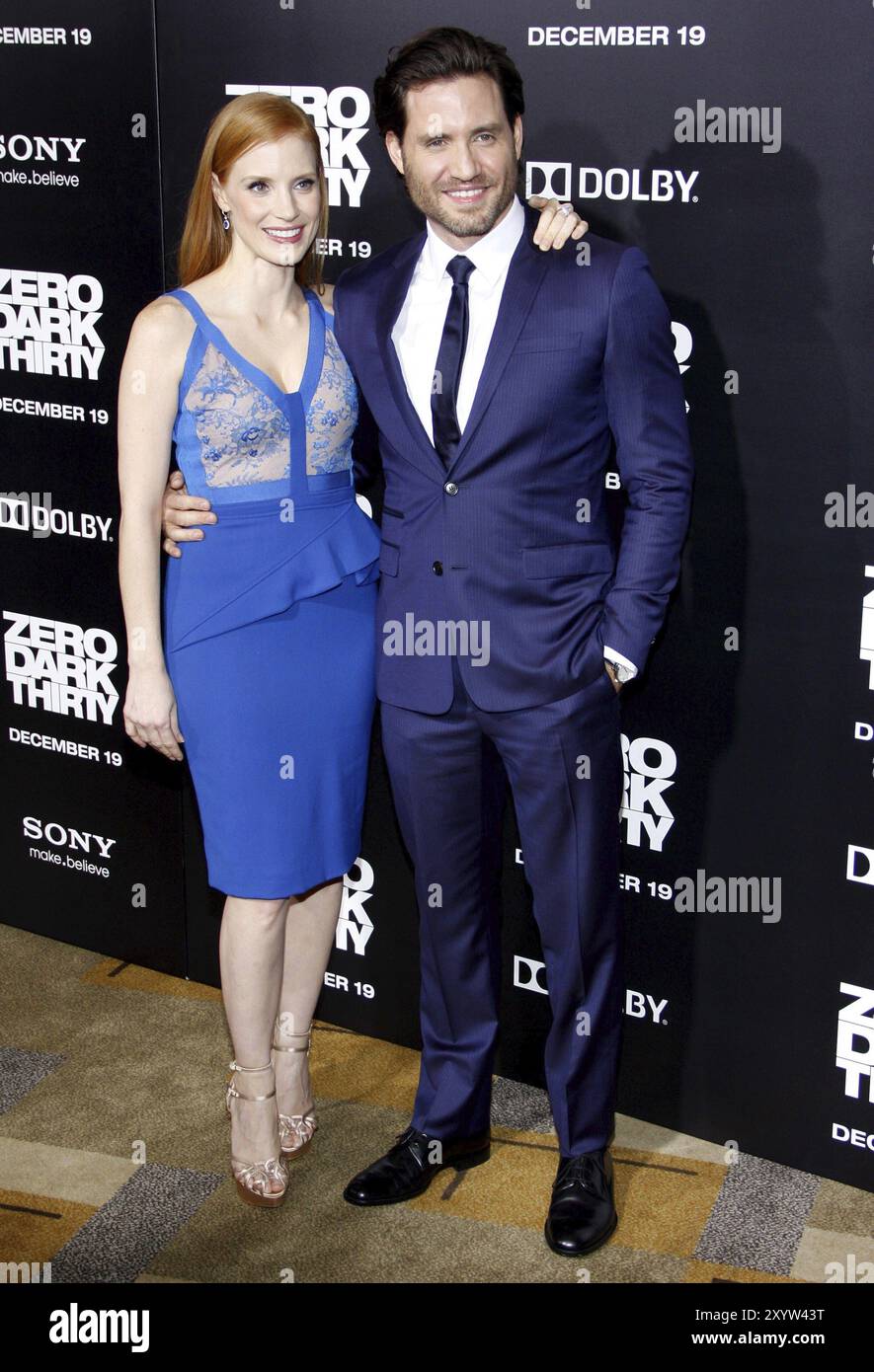 Jessica Chastain und Edgar Ramirez bei der Premiere von Zero Dark Thirty in Los Angeles am 10. Dezember 2012 im Dolby Theatre in Hollywood. Cred Stockfoto