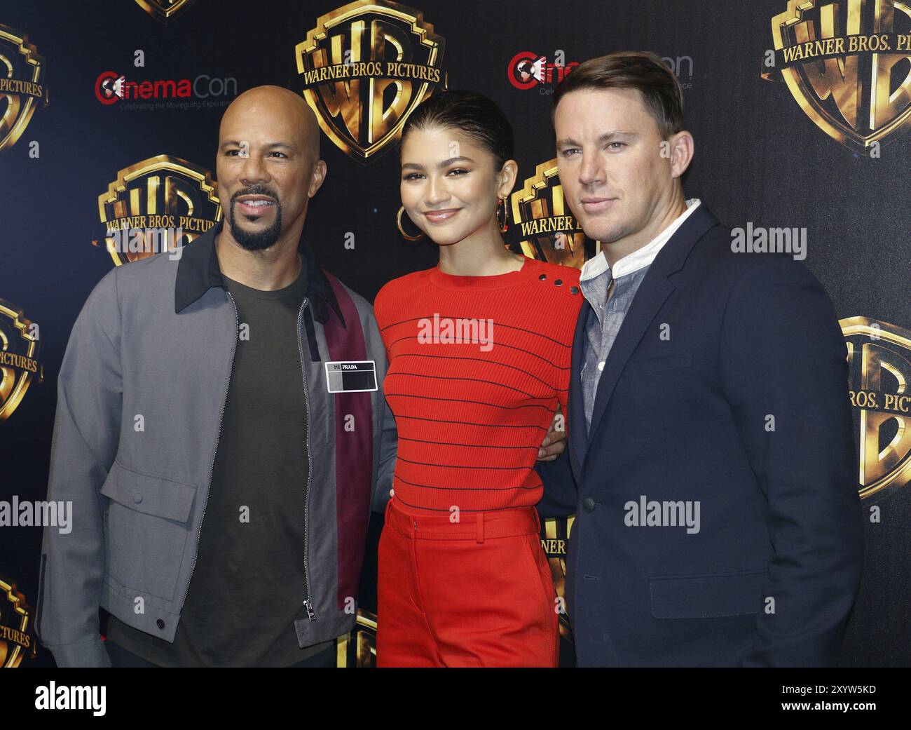 Common, Zendaya und Channing Tatum auf der CinemaCon 2018, Warner Bros Pictures „The Big Picture“-Präsentation im Caesars Palace in Las Vegas, USA Stockfoto