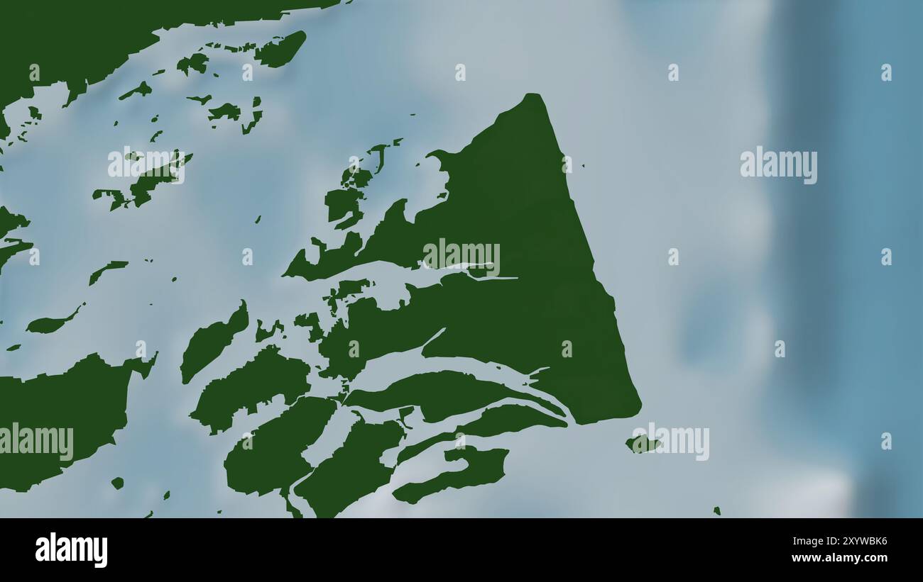 Big Wood Cay Island im Nordatlantik auf einer farbigen Höhenkarte Stockfoto