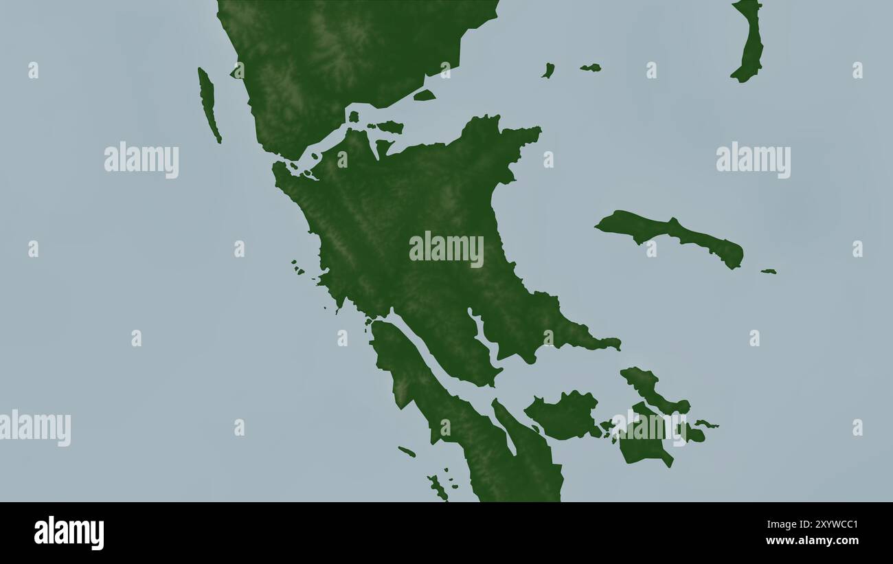 Pulau Galang im Südchinesischen Meer auf einer farbigen Höhenkarte Stockfoto