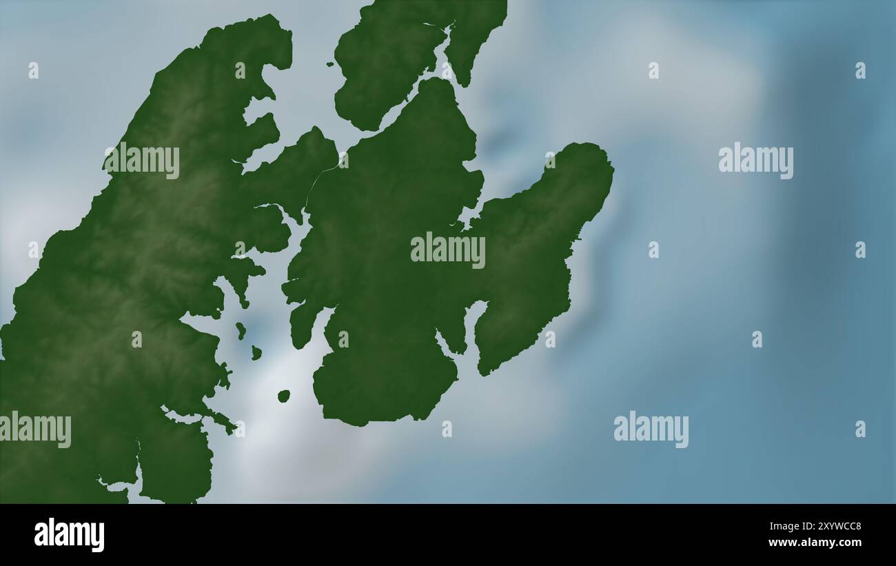 Gagil-Tomil Island in der Philippinischen See auf einer farbigen Höhenkarte Stockfoto