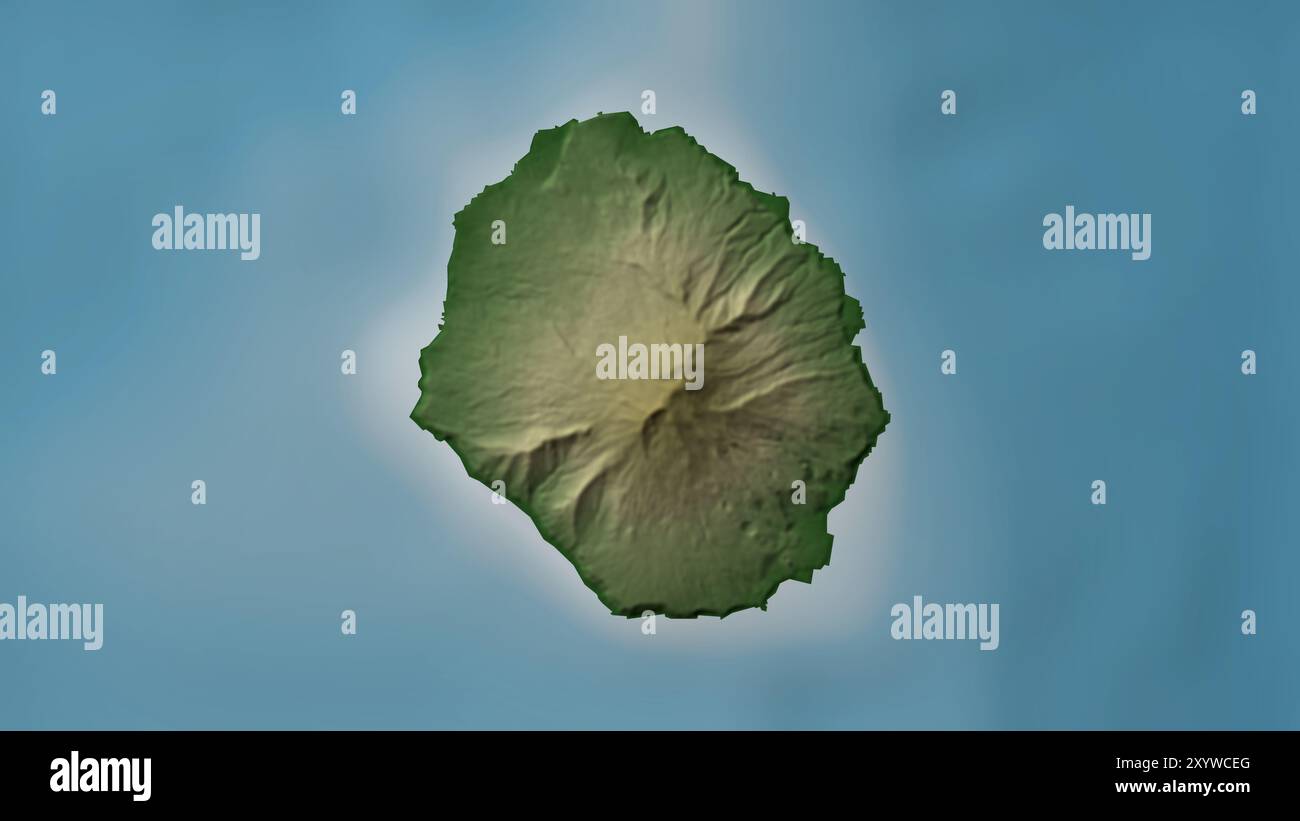 Gareloi Island in der Beringsee auf einer farbigen Höhenkarte Stockfoto