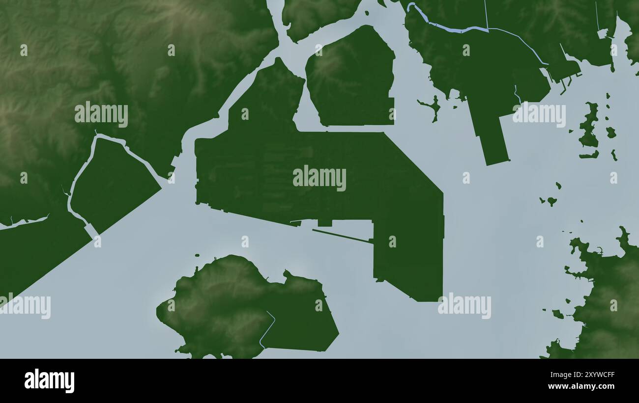 Geumho-Do Island im Japanischen Meer auf einer farbigen Höhenkarte Stockfoto