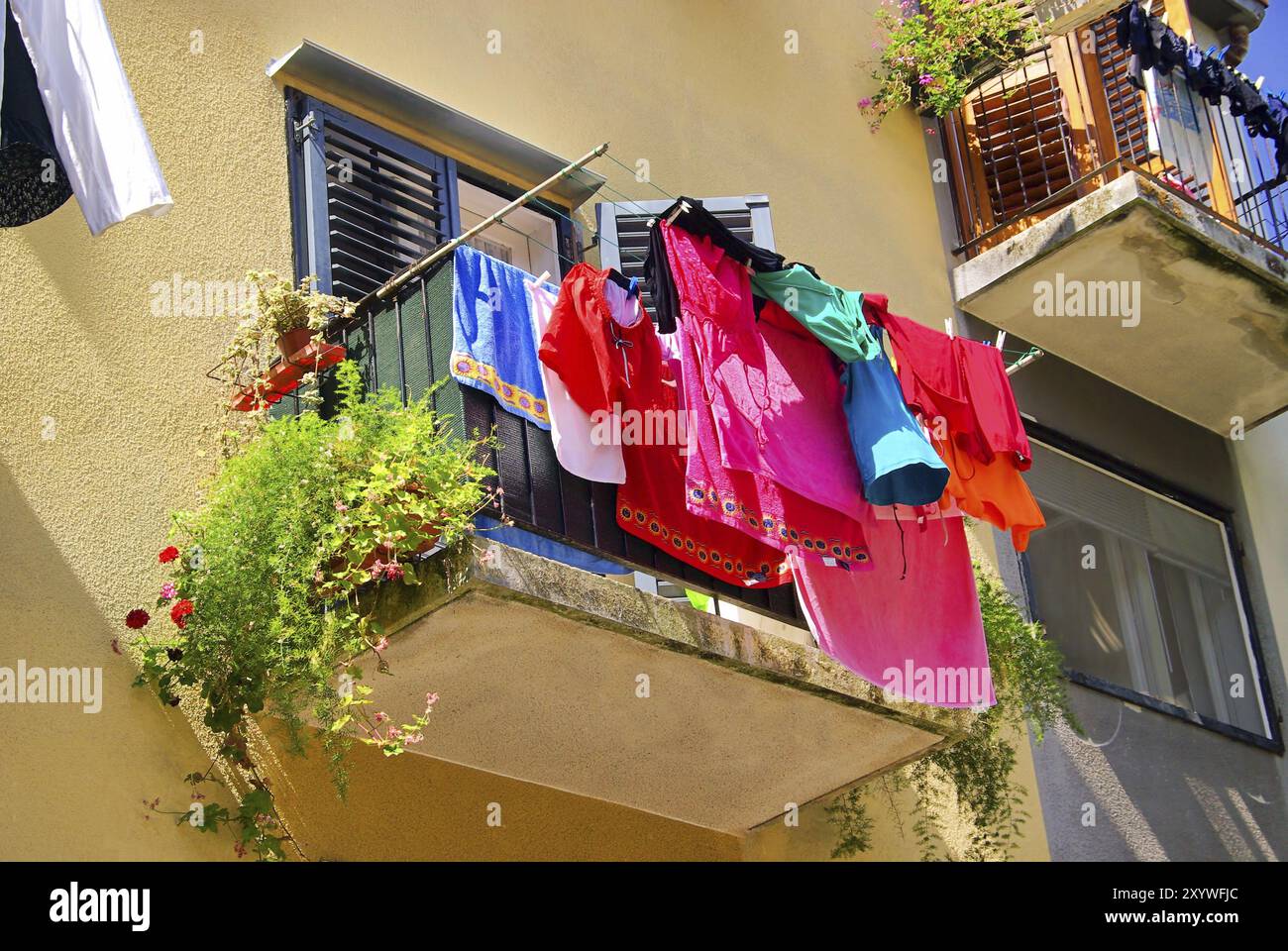 Wäschereibalkon, Wäschereibalkon 01 Stockfoto