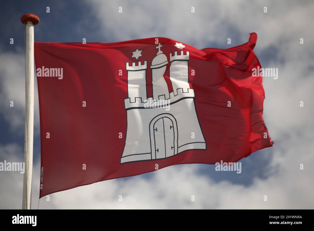 Flagge des Bundeslandes Hamburg Stockfoto