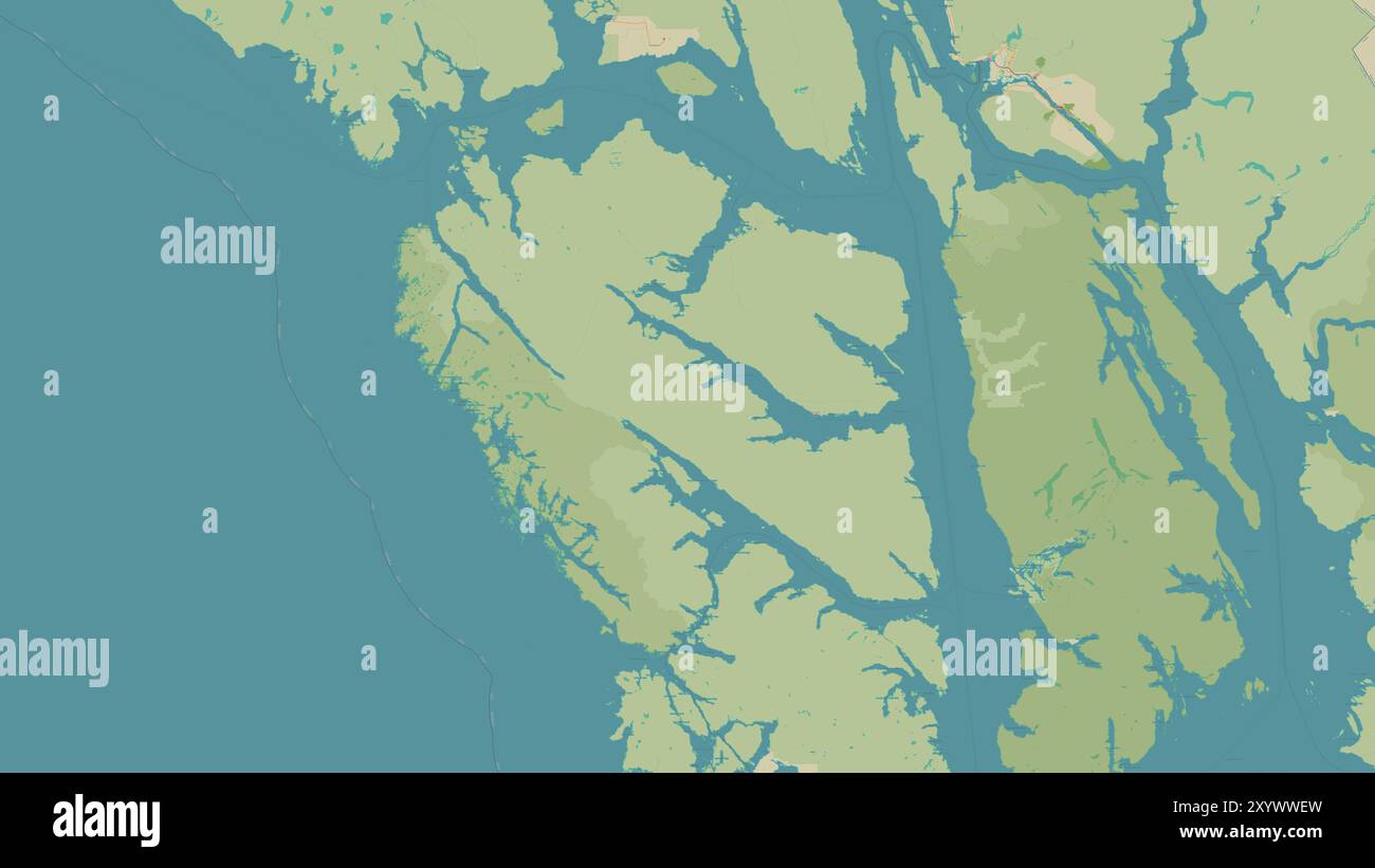 Chichagof Island im Nordpazifik auf einer topografischen Karte im humanitären OSM-Stil Stockfoto