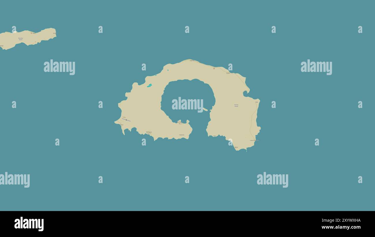 Garove Island in der Bismarcksee auf einer topografischen Karte im humanitären OSM-Stil Stockfoto