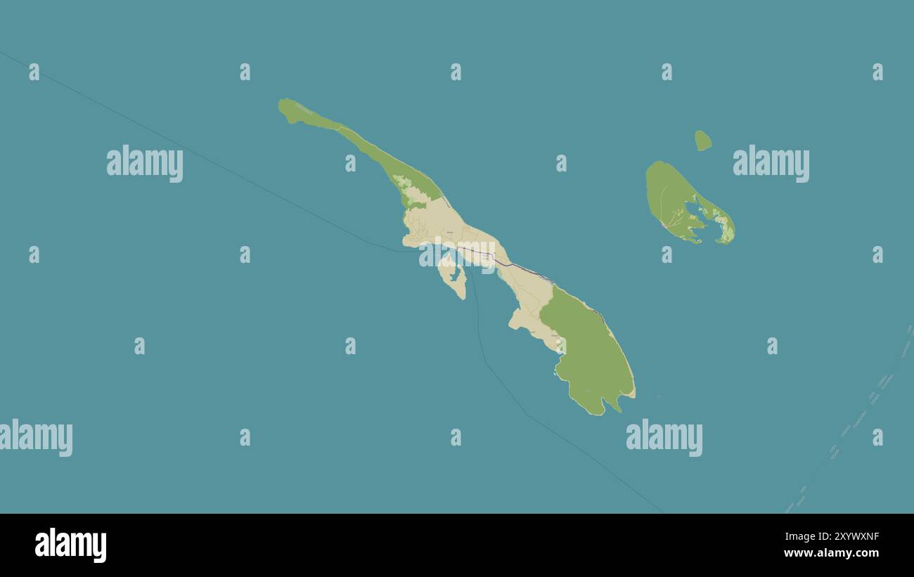 Pulau Gebe im Halmahera-Meer auf einer topografischen Karte im humanitären OSM-Stil Stockfoto