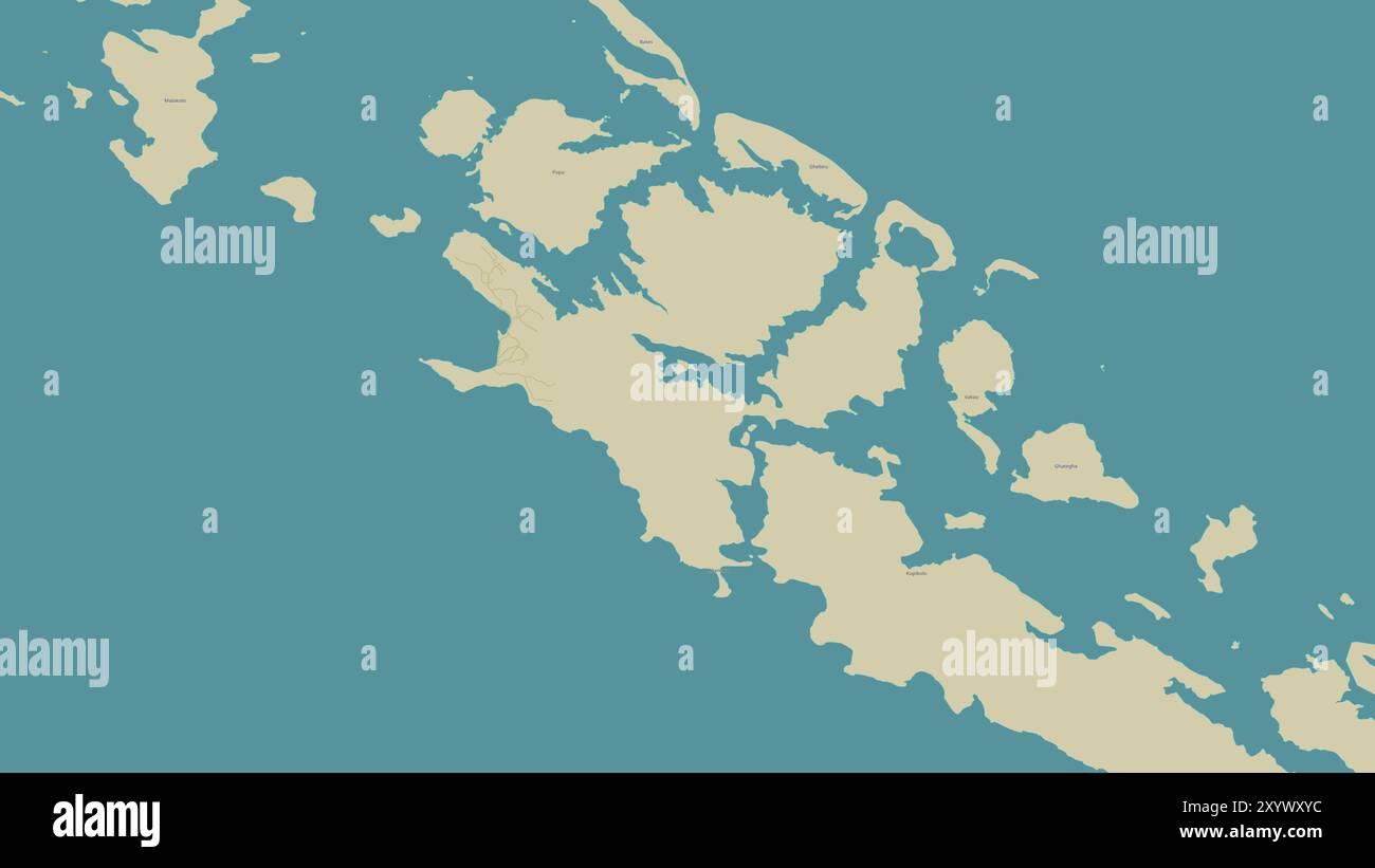 Ghaghe Island im Salomonenmeer auf einer topografischen Karte im humanitären OSM-Stil Stockfoto