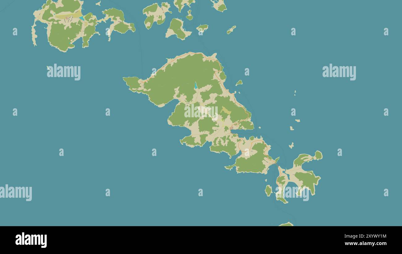 Geumodo-Insel im Japanischen Meer auf einer topografischen Karte im humanitären OSM-Stil Stockfoto