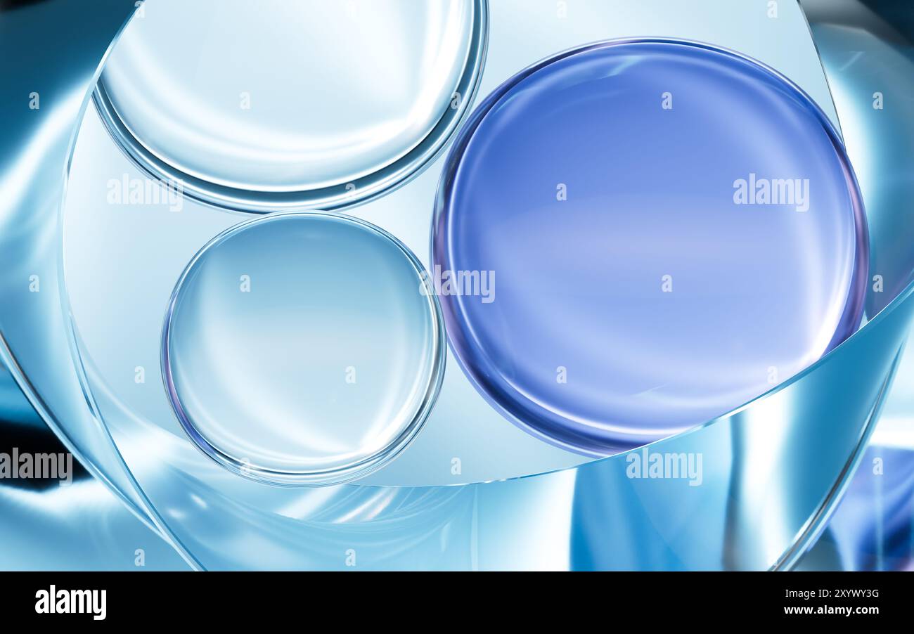 Abstrakte transparente Glaskugeln, 3D-Rendering. 3D-Abbildung. Stockfoto
