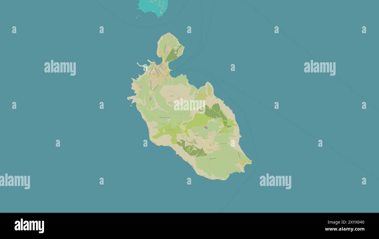 Isola di Vulcano im Tyrrhenischen Meer auf einer topografischen Karte im humanitären OSM-Stil Stockfoto