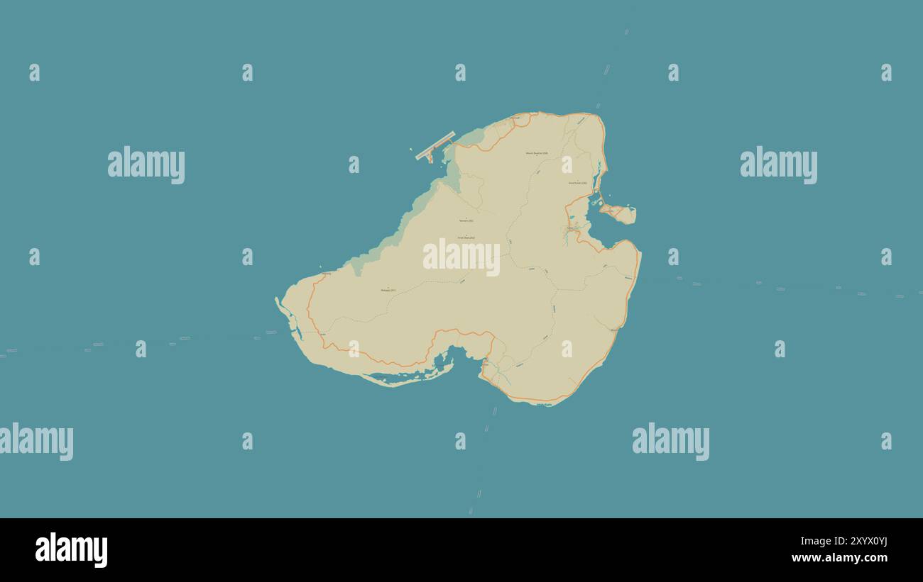 Kosrae Island im Nordpazifik auf einer topografischen Karte im humanitären OSM-Stil Stockfoto