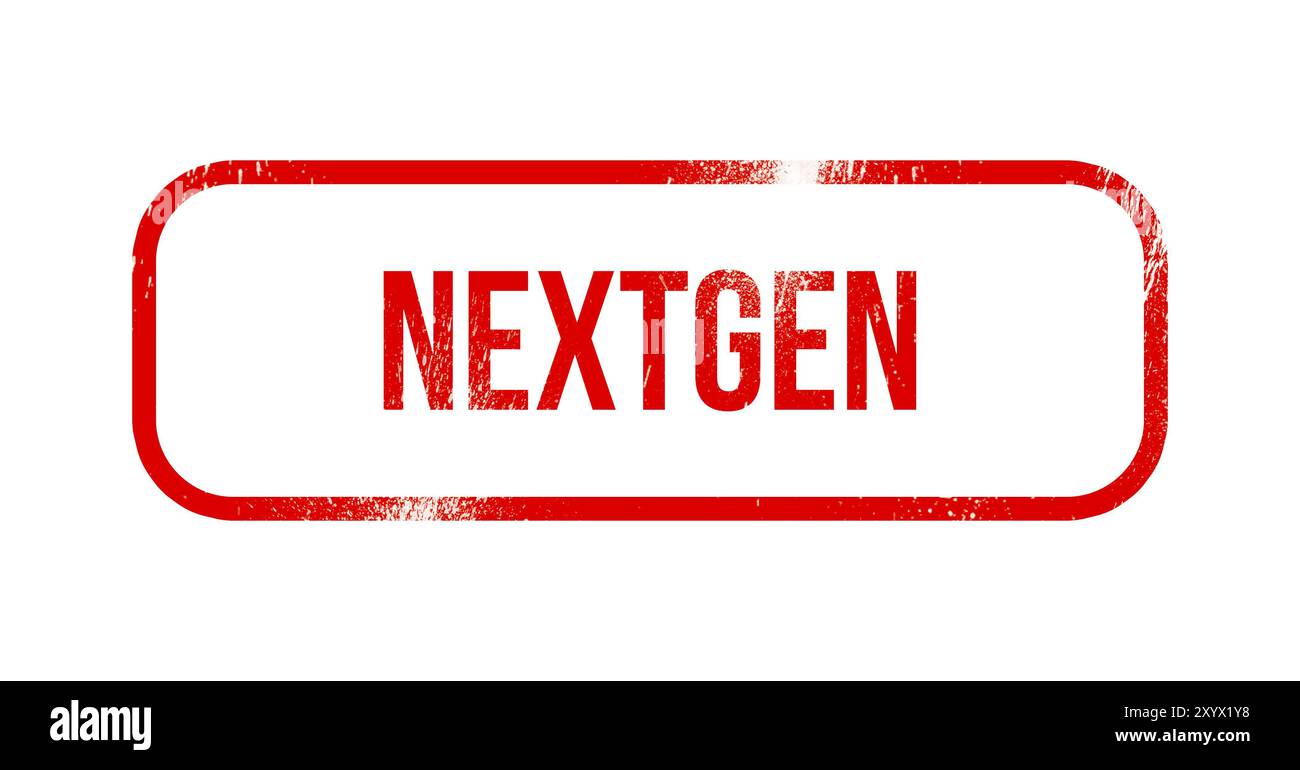 NextGen, roter Grunge-Gummi, Stempel Stockfoto