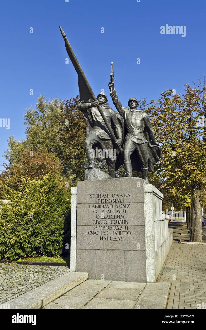 Skulpturale Komposition Victory. Gedenkkomplex der 1200 Wachmänner, Kaliningrad (Königsberg vor 1946), Russland, Europa Stockfoto