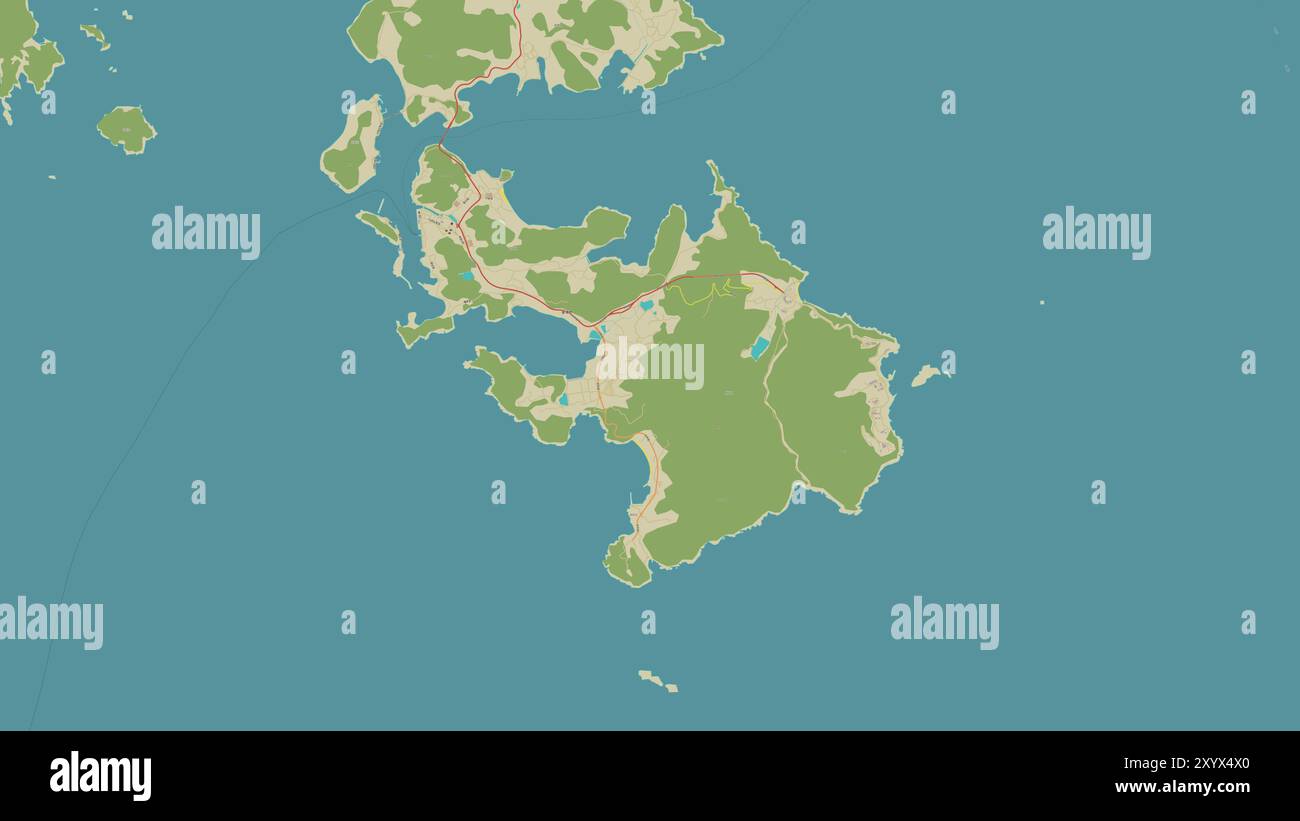 Oenarodo Island im Japanischen Meer auf einer topografischen Karte im humanitären OSM-Stil Stockfoto