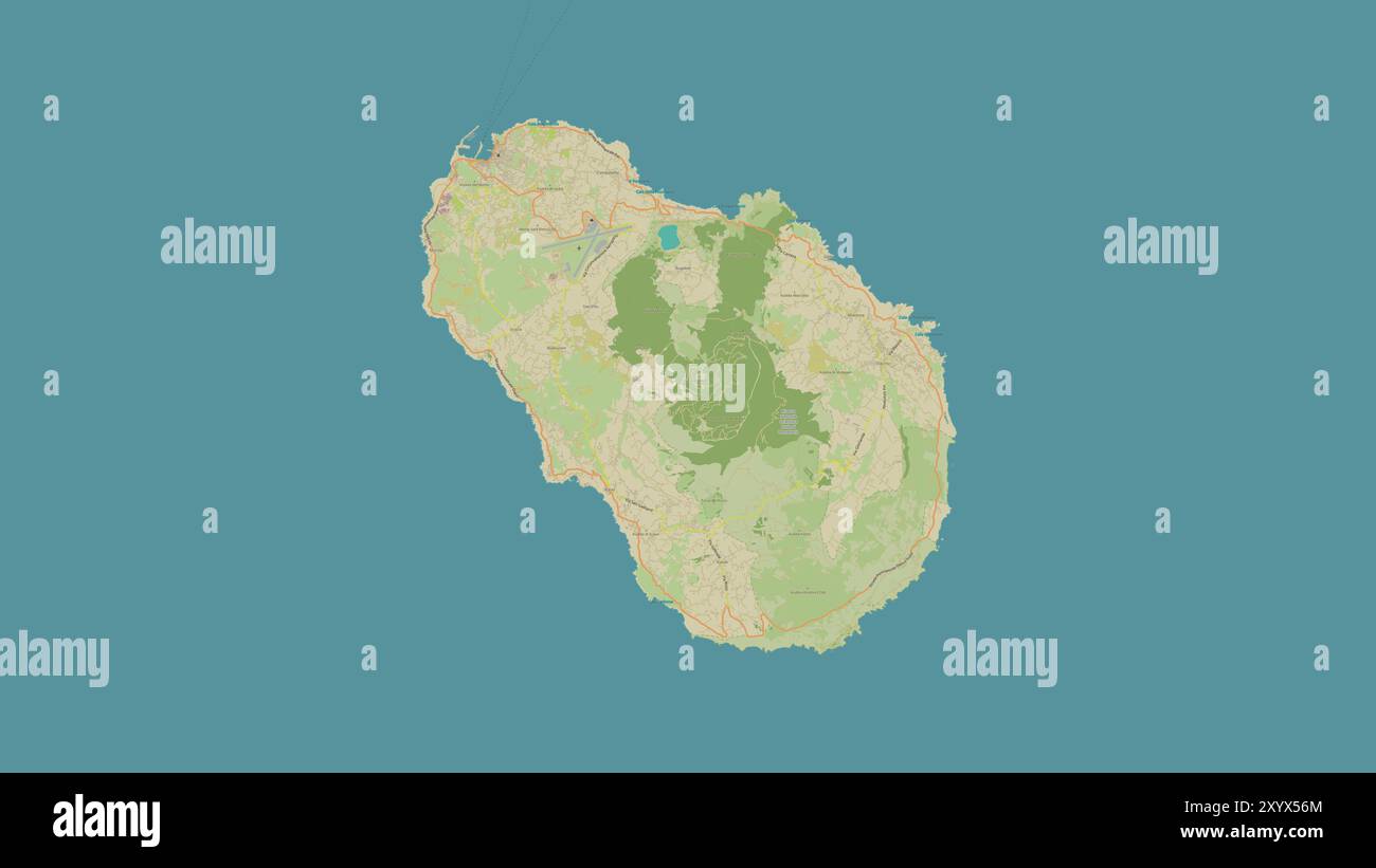 Isola di Pantelleria im Mittelmeer - östliches Becken auf einer topografischen Karte im humanitären OSM-Stil Stockfoto