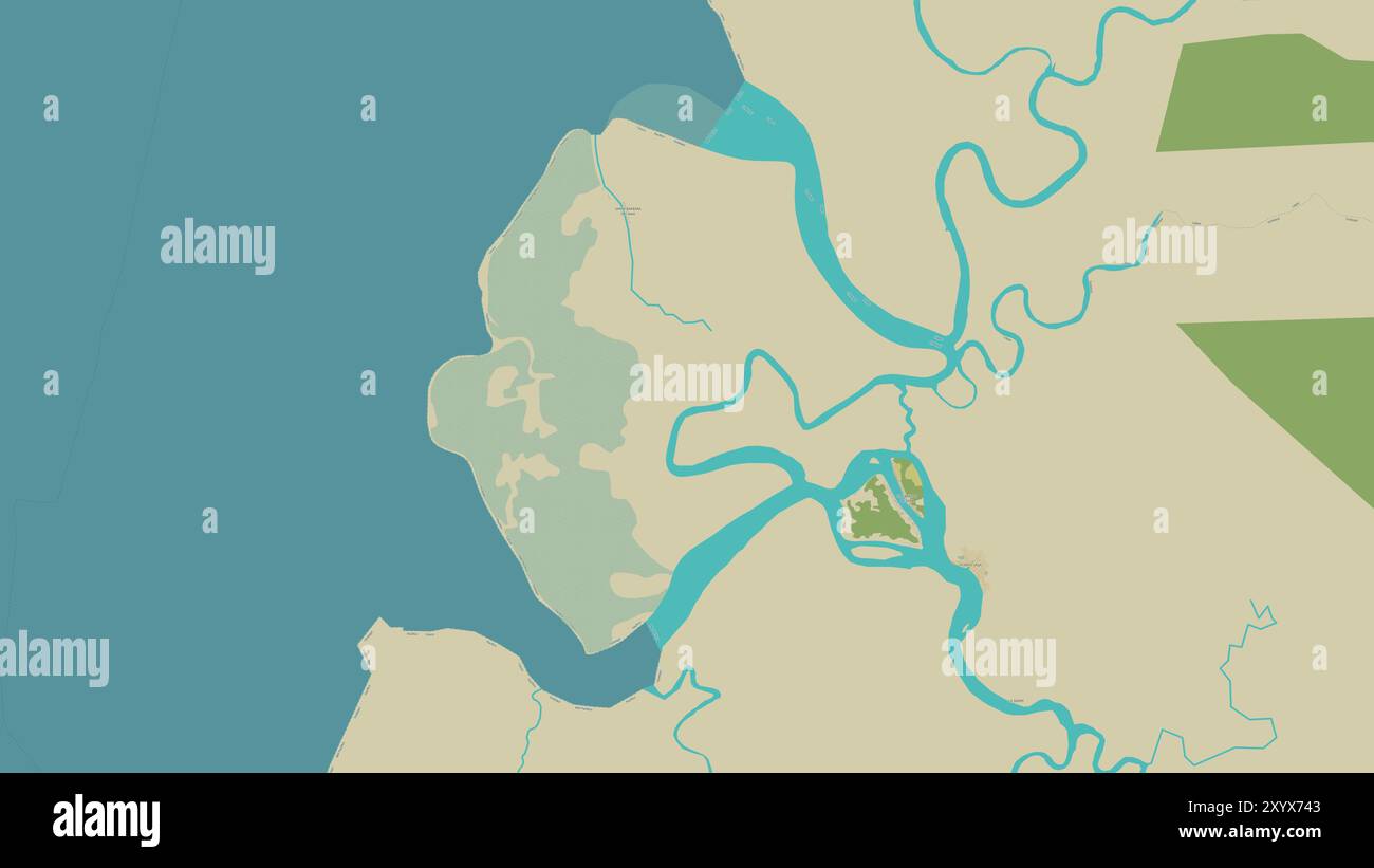 Soledad Island im Nordpazifik auf einer topografischen Karte im humanitären OSM-Stil Stockfoto