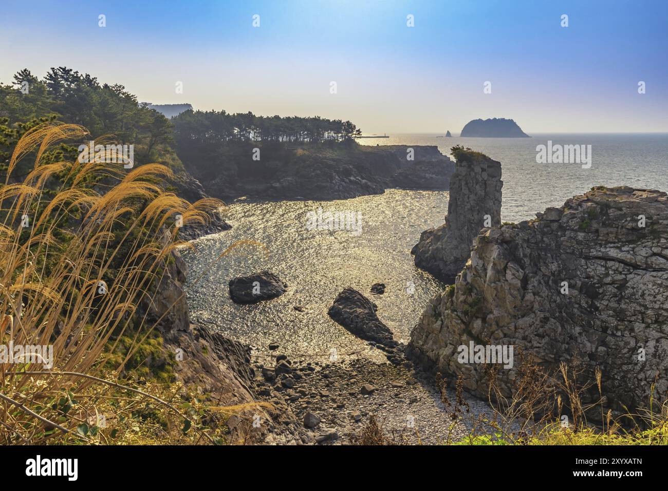 Jeju Island Südkorea, Naturlandschaft am Jeju do Oedolgae Rock Stockfoto