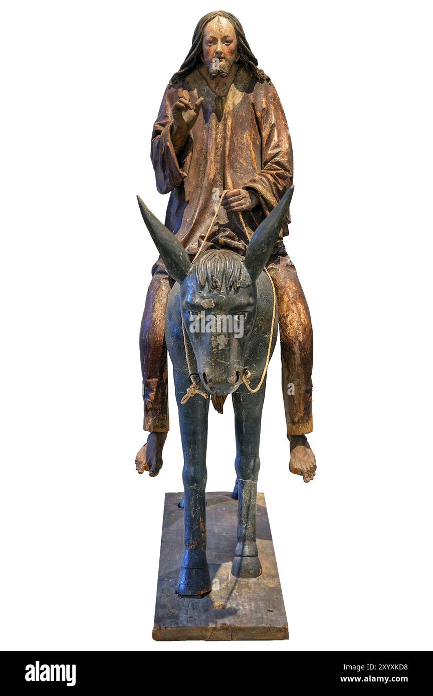 Palmenesel, Holzfigur um 1520, Diözesanmuseum, Rottenburg, Baden-Württemberg, Deutschland, Europa Stockfoto