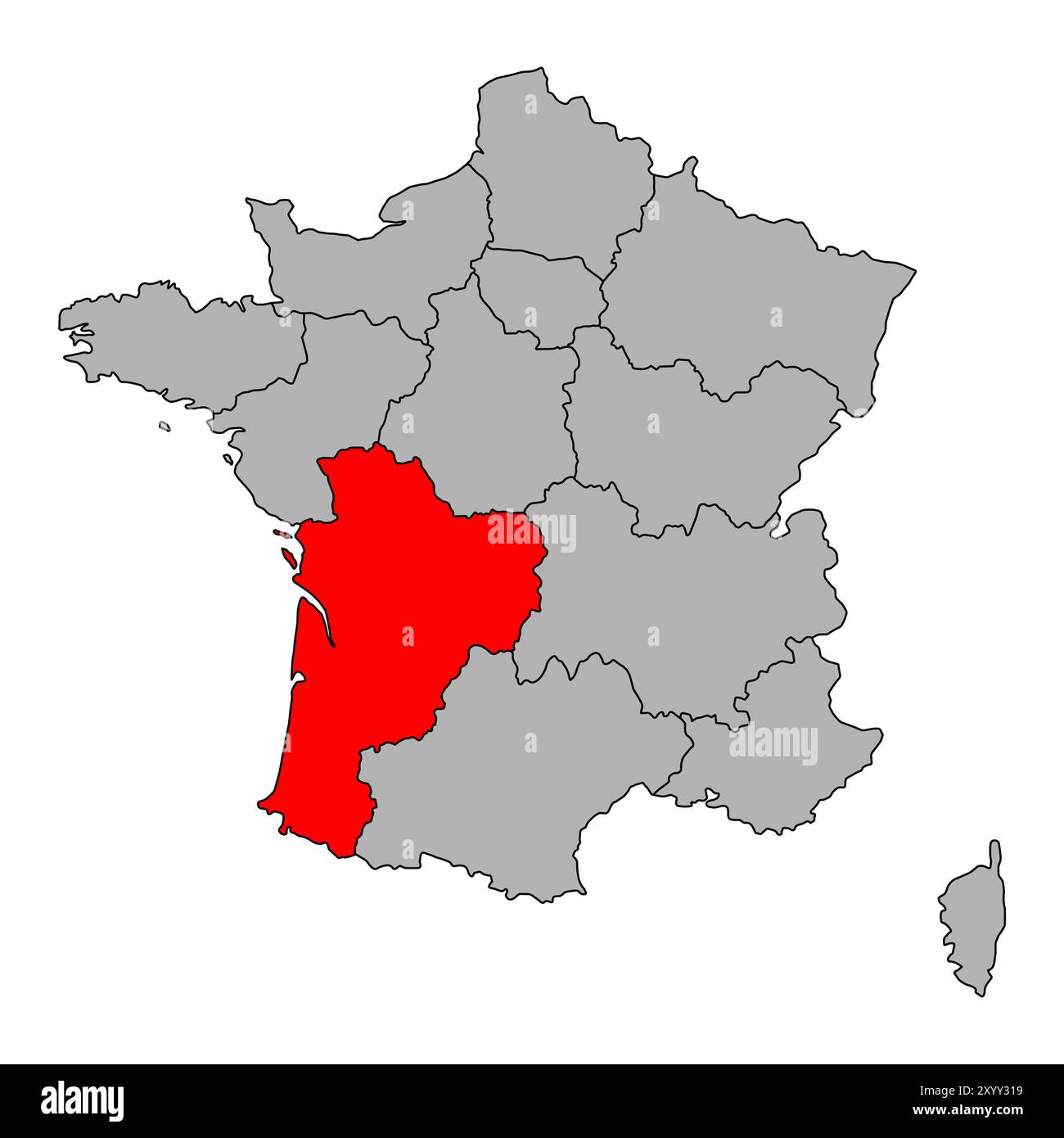 Neue Aquitanien von Frankreich Karte Symbol Form, Reise Web flach Konzept Symbol Symbol Vektor. Stock Vektor