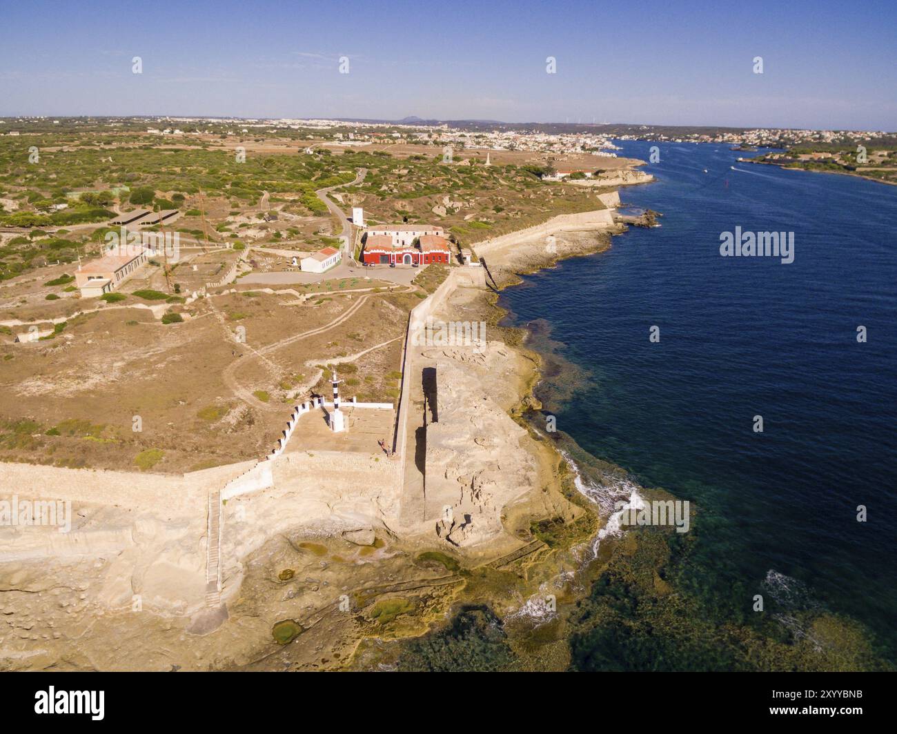 Schloss San Felipe, 16. Jahrhundert, Mündung des Hafens von Mahon, Gemeinde Villacarlos, Menorca, balearen, Spanien, Europa Stockfoto