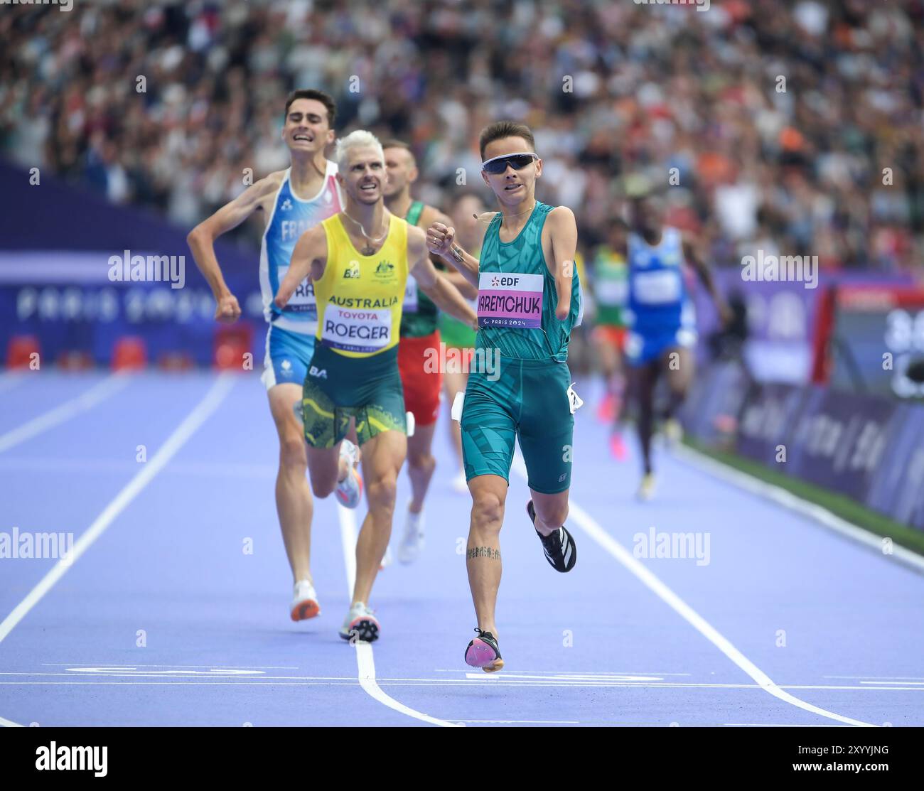 Paris, Frankreich. 31. August 2024. Aleksandr Iaremchuk vom Team Neutral Paralympics Athleten tritt 1500 am dritten Tag der Paralympischen Sommerspiele 2024 im Stade de France am 31. August 2024 in Paris an. Foto von Gary Mitchell Credit: Gary Mitchell, GMP Media/Alamy Live News Stockfoto