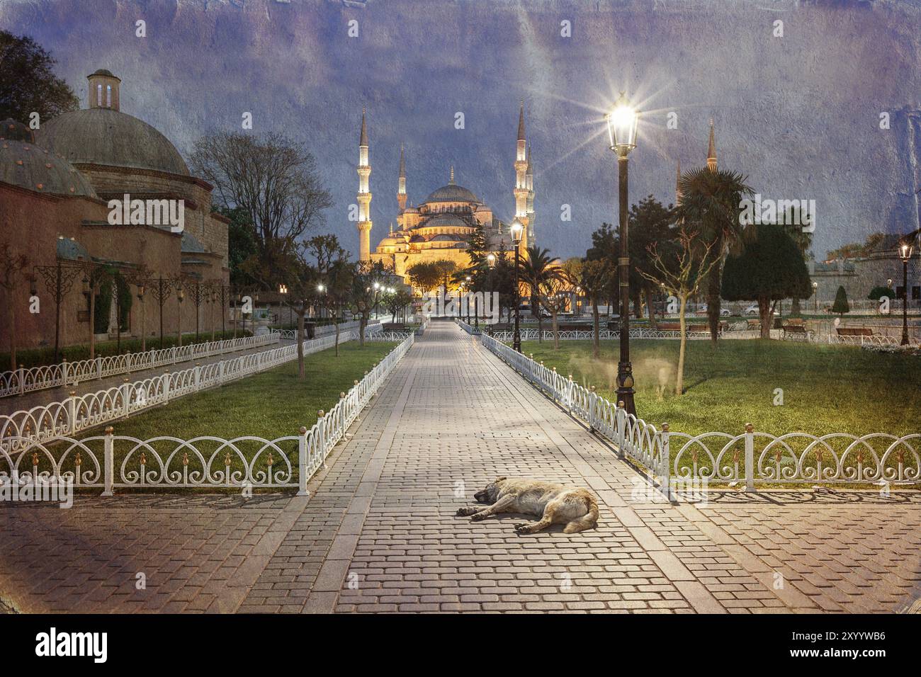 Vintage-Foto der Blauen Sultanahmet Moschee, Istanbul, Türkei, Asien Stockfoto