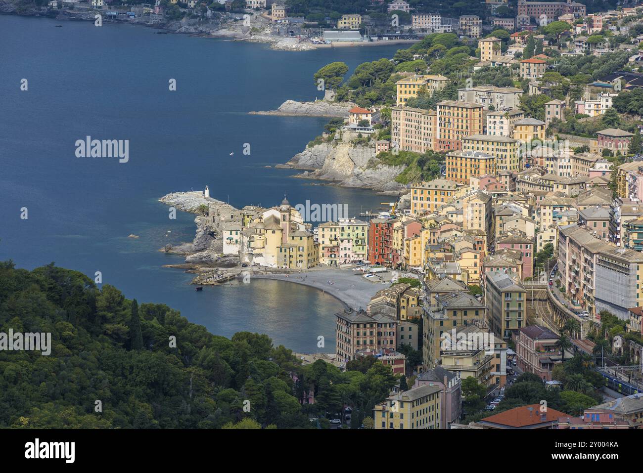 Blick über Camogli, berühmten italienischen Dorf an der ligurischen riviera Stockfoto