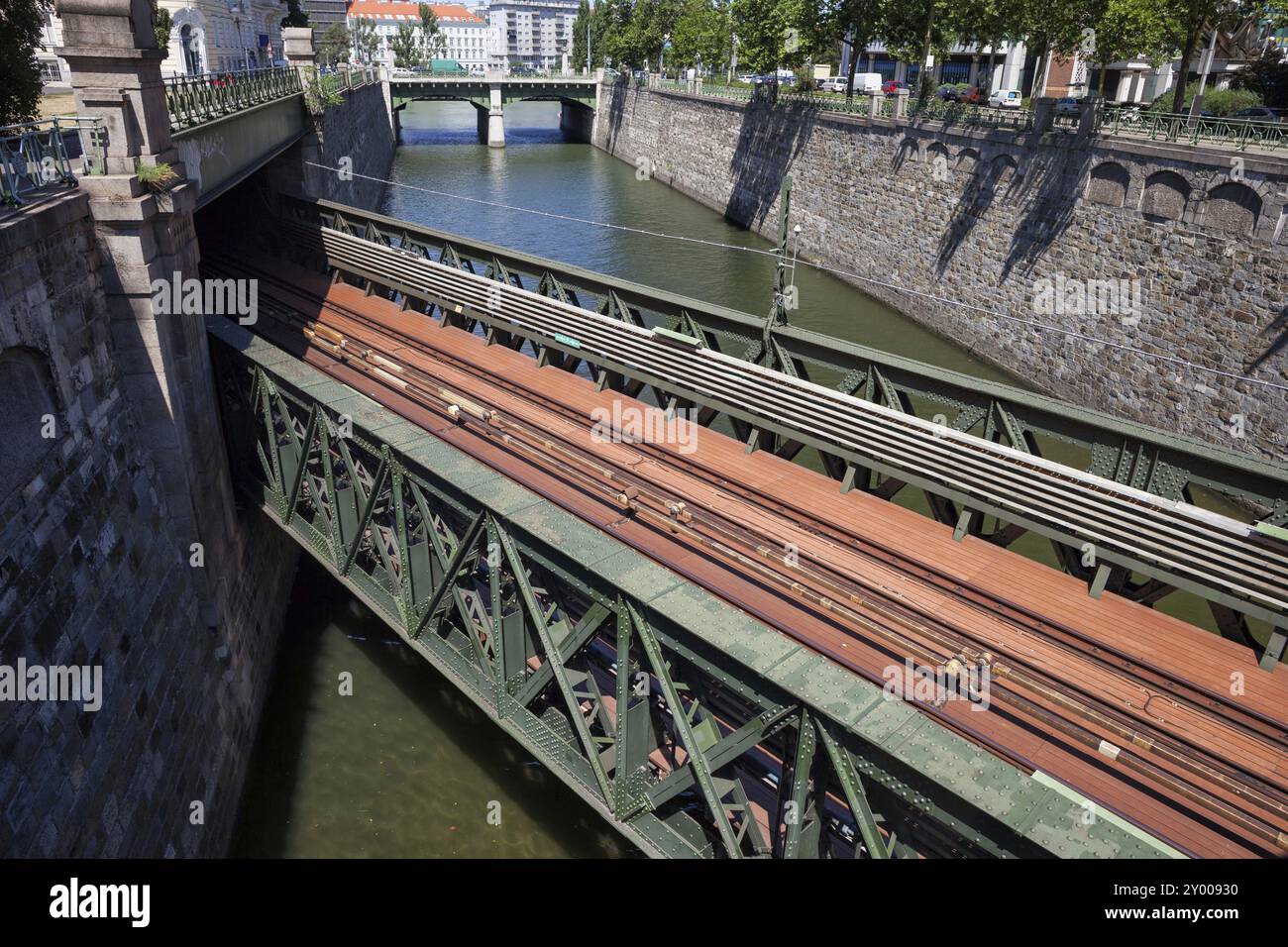 Österreich, Wien Stadt, Zollamtsbrücke (Zollamtsbrücke) ab 1900 über Wien mit U-Bahn-Gleisen, Europa Stockfoto