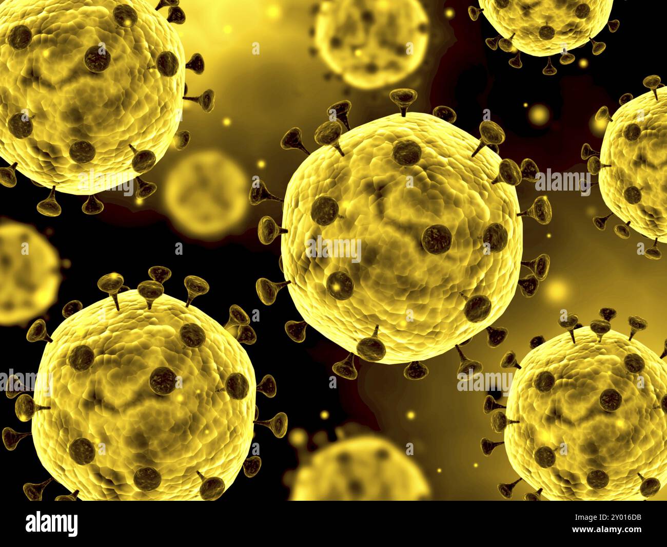 Mikroskopische Sicht des Coronavirus Stockfoto