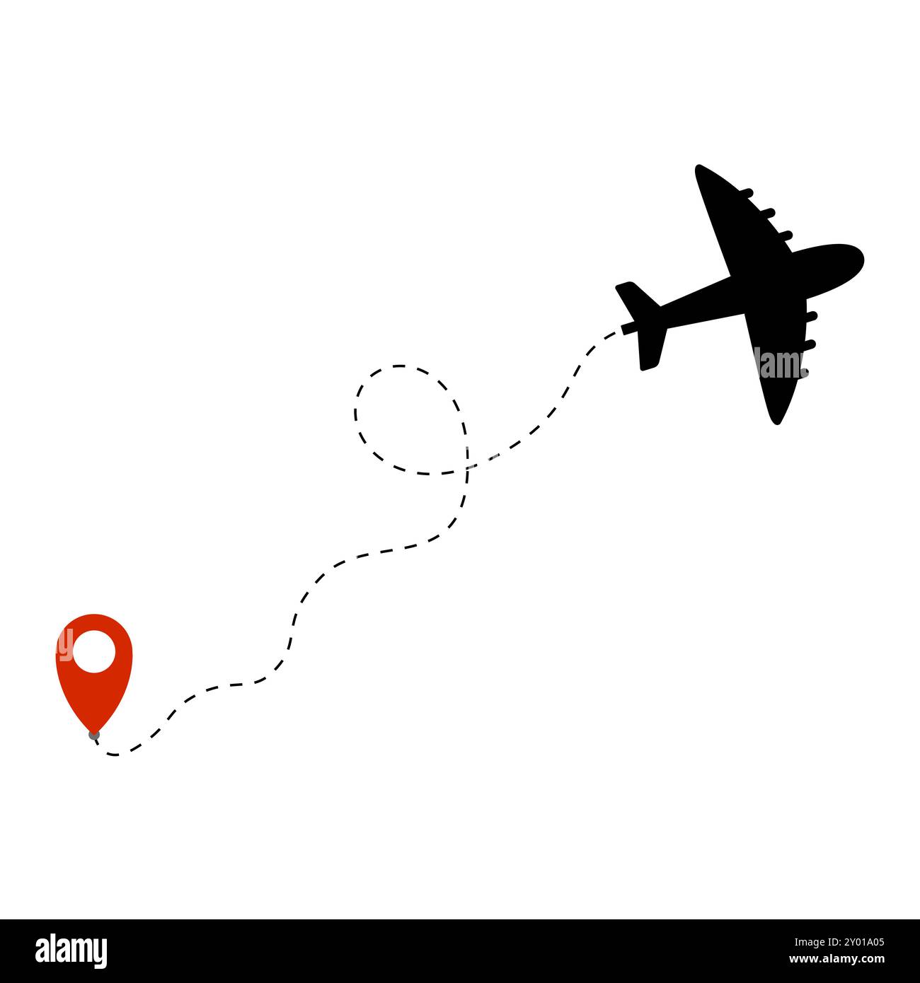 Flugzeug fliegt von Punkt Symbol Farbe isoliert auf weißem Hintergrund Stock Vektor