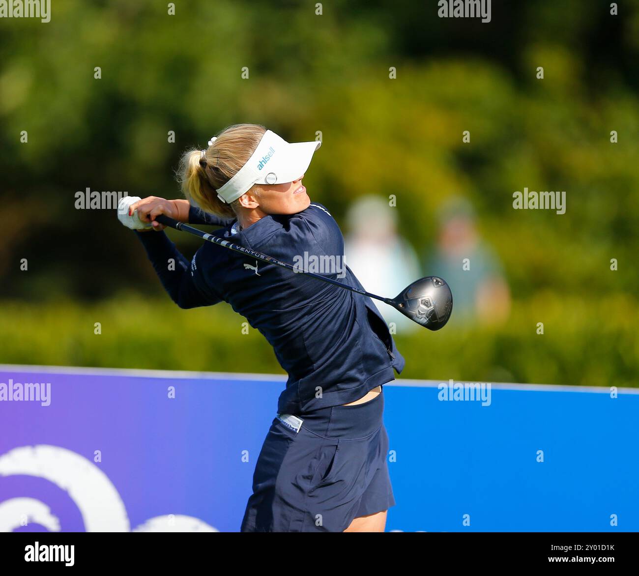 31. August 2024; der O&#x2019;Meara Course in Carton House, Maynooth, County Kildare, Irland; KPMG Womens Irish Open Golf, Runde 3; Lisa Pettersson (SWE) schlägt auf dem 1. Loch ab Stockfoto