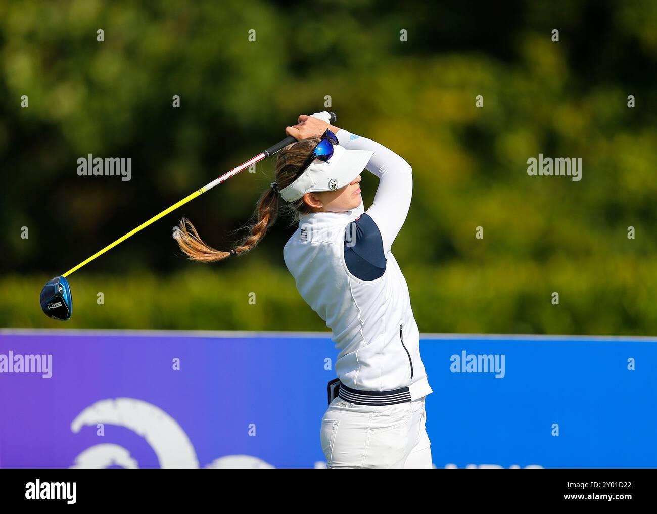 31. August 2024; der O&#x2019;Meara Course in Carton House, Maynooth, County Kildare, Irland; KPMG Womens Irish Open Golf, Runde 3; Katja Poga&#x10d;AR (SLO) schlägt auf dem 1. Loch ab Stockfoto