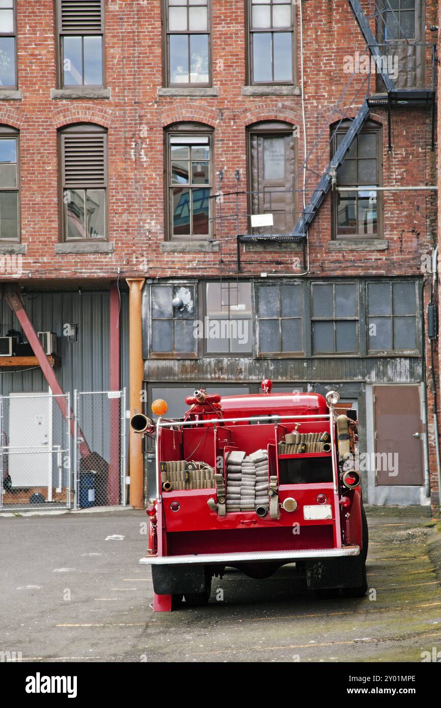 Historisches, amerikanisches Feuerwehrauto Historisches, amerikanisches Feuerwehrauto Stockfoto