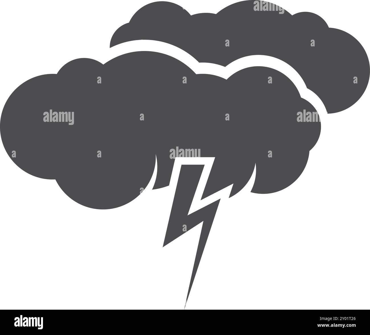 Schwarzes Symbol für Gewitter. Wolke mit Blitz Stock Vektor