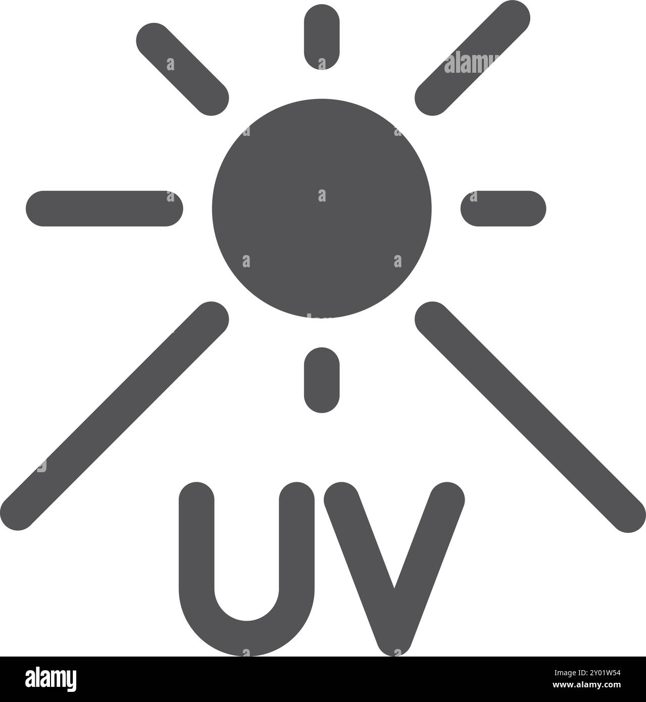 UV-Sonnenstrahlen, schwarzes Symbol. Schutz vor Sonnenlicht Stock Vektor