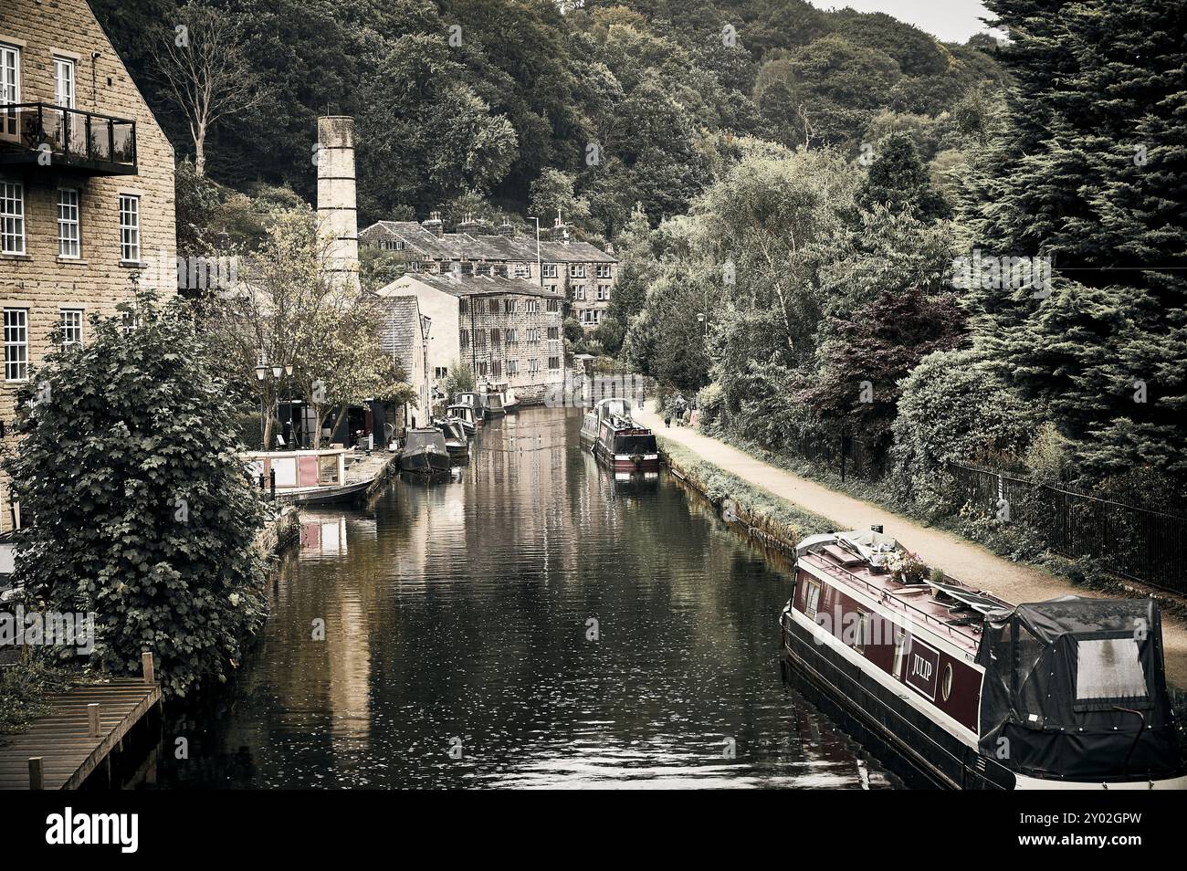 Der Rochdale Canal bei Hebden Bridge, Großbritannien Stockfoto