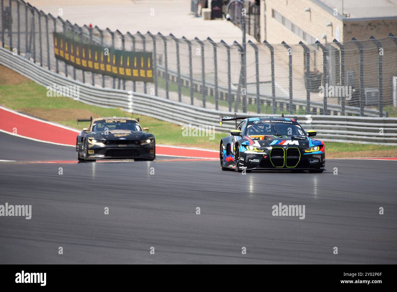 31. August 2024: Ahmad Al Harthy (46) BMW M4 LMGT3 (Fahrer 1) mit Team WRT, Valentino Rossi (Fahrer 2) und Maxime Martin (Fahrer 3) in Action-Qualifying auf dem Circuit of the Americas. Austin, Texas. Mario Cantu/CSM Stockfoto