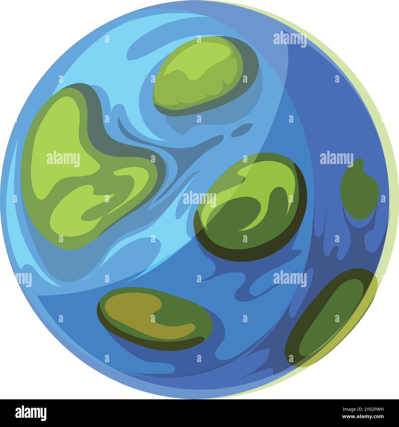 Zeichentricksymbol des grünen Planeten. Massesymbol. Umweltzeichen Stock Vektor